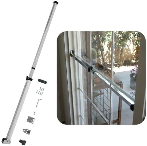 SECURITYMAN Barra di sicurezza per porta scorrevole, a prova di bambino, con serratura anti ascensore, adatta alla maggior parte delle porte e delle finestre, barra di sicurezza regolabile per porte