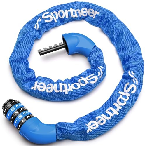 Sportneer Candado Bicicleta Cadena Antirrobo Combinación de 5 Dígitos de Alta Seguridad Sin Llave Candado Bici Pesado Utilizado para Bicicletas, Motocicletas, Puertas (100cm)