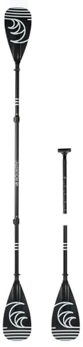 AQUASTIC SUP/Kajakpaddel 3-teilig, vielseitig einstellbare Länge 175-220 cm, langlebiger Aluminium-Schaft, kompaktes leichtes Ruderblatt AQS-SPD004 schwarz