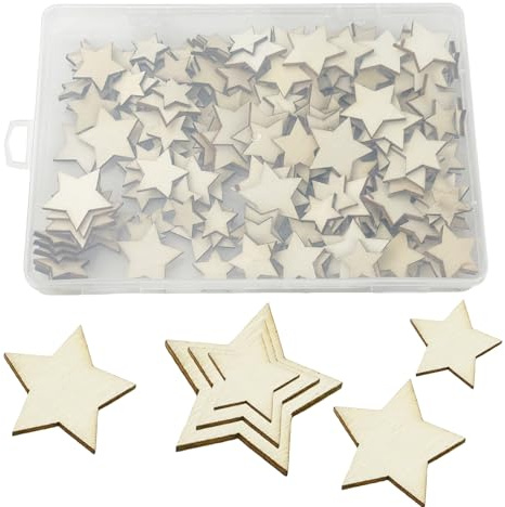 FRUHLING 200 pezzi stelle in legno dischi di legno piccoli stelle di legno stelle decorative decorazione in legno per decorazioni natalizie decorazioni da tavola decorazioni sparse matrimonio