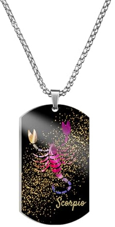 Caimeytie Collana da uomo in acciaio inossidabile con segni zodiacali multicolore, ciondolo con 12 costellazioni, regalo per fidanzato, acciaio inox, Nessuna pietra preziosa
