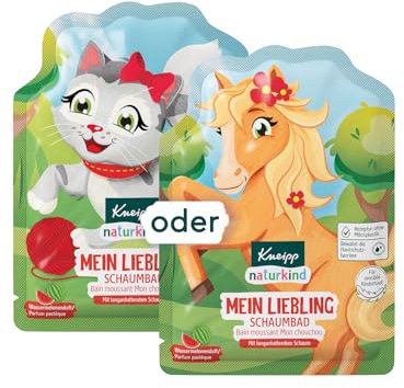 Kneipp Naturkind - Bagno schiumoso con olio di mandorle nutriente ed estratto di anguria per il bagno magico, profumo fruttato di anguria e acqua rossa, dai 3 anni in su, 40 ml