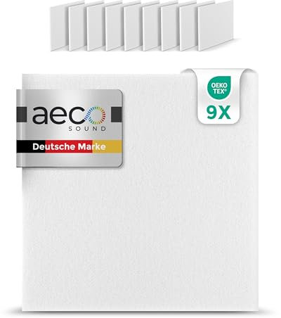Aeco Sound® - Akustikkacheln aus Akustik-Filz, selbstklebend, extra dick 15mm, 9 Stück, je 30x30cm - Wandpaneele, Wandschutz, Schallschutz, Akustikplatten, Akustikpaneele (Weiß)
