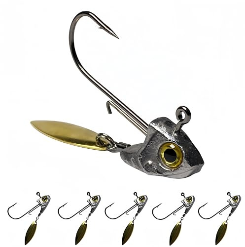 DAYUYUE 6 Stück 10g 5 Stück 13g jigköpfe Spinmad Jigkopf für Gummifische JigKopf-Spinner Schwenklöffelköder Weichköder kann installiert Werden Süßwasser-Meerwasser (silbrig-6 Stück 10g)