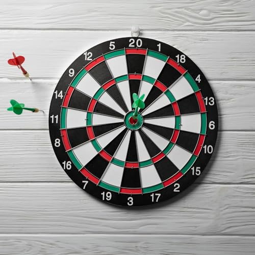 Gioco Bersaglio Freccette Regolamentare 16 (40,6 CM) Tiro al Bersaglio Tabellone Doppia Faccia Tiro a Segno Adulti e Ragazzi con 6 Frecce in Acciaio DartBoard Rotondo Casa da Appendere a Muro
