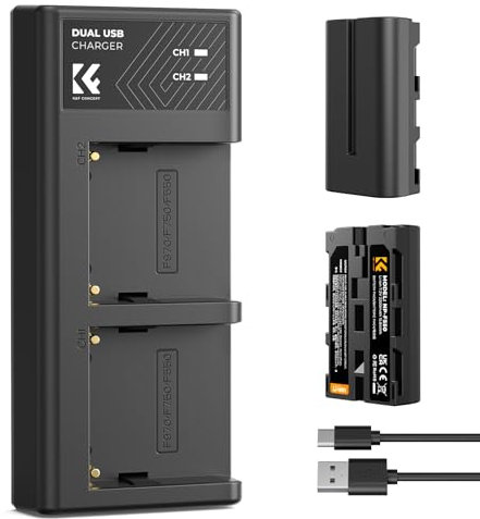 K&F CONCEPT NP-F550 Battery and Charger Kit, Compatible with Sony NP-F550, F570, F750, F770, F930, F950, F960, and F970, LED Lights, Monitors, and Camera Sliders