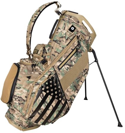 Sun Mountain Men's C130 VLO Lightweight Stand Golf Bag 15-Way Top - 9 Pockets, Single Strap System, Push-Electric-Riding Cart Compatible Compression Base, 2025 Model - Sand Camo