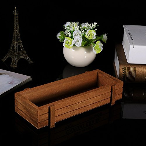 NOENNULL 23 x 9 x 4 Indoor Outdoor Wooden Flower Planter Box Home Garden Rectangular Storage Box