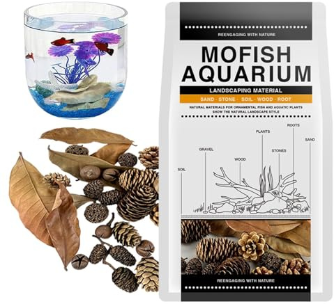 Lettiera per acquario con pigne e tannini - naturali per gamberetti e pesci | Depuratore di acqua di pesce, fonte di cibo flessibile ed elementi decorativi Fonti di cibo