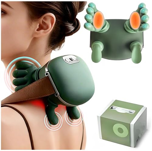 Masajeador 4D para Cuello y Hombros con Calor, Masajeador Cervical y Espalda, Masajeador Cervical, 3 Niveles de Masaje y 2 Niveles de Calor, Masajeador Cuello, Ideal para Casa, Oficina y Viaje