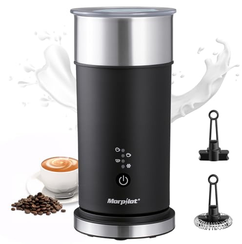 Morpilot Espumador de Leche, Calentador de Leche 4 en 1, Acero Inoxidable, para Espuma Fría y Caliente, Latte, Capuchinos y Macchiato