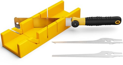 GARTOL 4-Piece Miter Box and Japanese Pull Saw Set, Mini Hand Saw with 3 Replaceable Blades, Precise 45°/90° Angle Cutting Tool for Baseboard, Trim, Picture Frames & DIY Woodworking