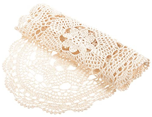 LIGIGWASH Mantel De Mesa De Crochet Algodón Rústico Beige Encaje Artesanal Calado para Decoración Vintage para Festividades y Mobiliario