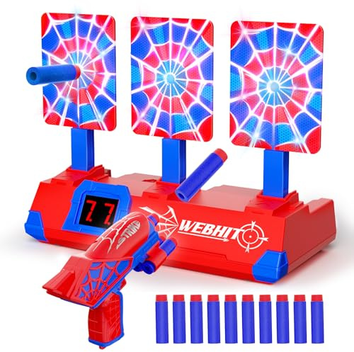Toys for 3-12 Year Old Boys, Shooting Target Game with Digital LCD Auto Reset, Foam Blaster Gun Toy, Light & Sound Electronic Targets, Outdoor Garden Games, Birthday Easter Gifts for Kids Boys