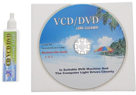 BESPORTBLE CD-rengöringssats set med rengöringsskiva och vätska effektiv CD-spelare rengöringsmedel för damm fingeravtryck borttagning hållbart material enkel användning för DVD Vcd och CD