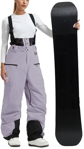 Ski Pants Womens Baggy Snowboard Pants Thicken Fleece Lined Ski Bibs Snow Pants Loose Overalls Winter Warm Insulated Snowboard Overalls Outdoor Waterproof Windproof Snowpants Insulated Clothes Purple