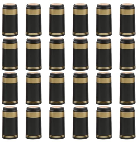 LIFKICH Capsule Termoretraibili Nero Bordo Oro per Bottiglie di Vino 50 Pezzi Tappi Salvavino Flessibili ed Eleganti in Plastica per Sigillare Bottiglie da Vino