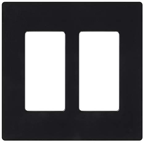 Lutron Claro 2 Gang Decorator Wallplate, CW-2-BL, Black
