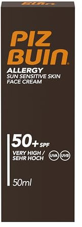 PIZ BUIN Crema Facial SPF 50 de Protección Alta (50 ml), protector solar facial hidratante con filtros UVA/UVB, crema solar con triple resistencia, para todo tipo de piel