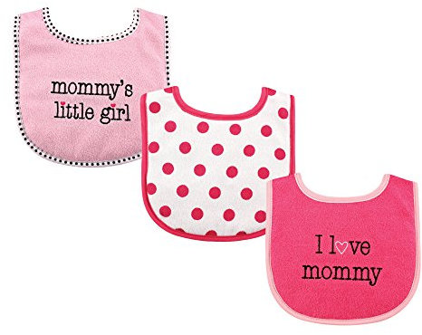 Luvable Friends Unisex-Baby-Lätzchen aus Baumwolle, mit Faserfüllung, Girl Mommy 3er-Pack, Einheitsgröße