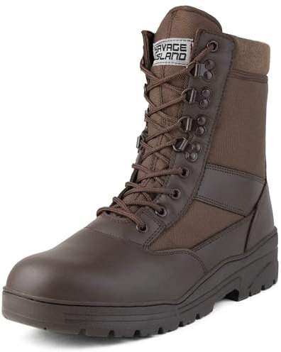 Savage Island Leder Stiefel Kampfstiefel Einsatzstiefel Militär Bundeswehr Wandern Tactical Boot Braun