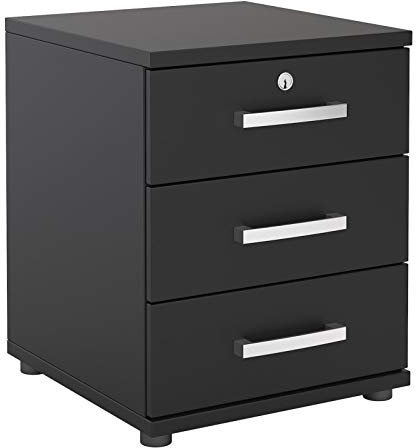 CARO-Möbel Bürocontainer Schreibtischcontainer Büroschrank Toronto, schwarz, abschließbar mit 3 Schubladen, 44 x 58 x 45 cm