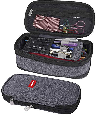 MaoXinTek Astuccio Portamatite Grande capacità Multifunzione Porta Trucco Astuccio Cartoleria Organizer per Studente Collegio Forniture Scuola Media e Ufficio Grigio