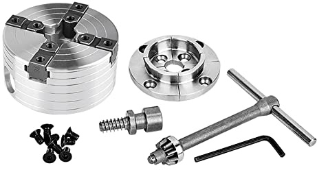 NAGU 1 X 8TPI Direct Thread Wood Turning Chuck with 2Jaw Set and Woodscrew and T-Bar Wrench 3-3/4 Wood Turning Chuck with 2Jaw Set
