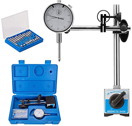 NACHEE Dial Indicator with Magnetic Base Holder Differential Backlash Gauge 0-1.0 Tester Gage Gauge Fine Adjustable Long Arm 0.001 Precision 11