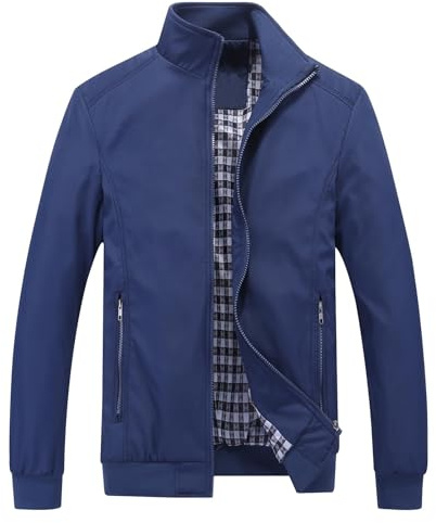 KUDORO Blouson Homme Léger Zippée Veste d'Extérieur Bomber de Couleur Uni