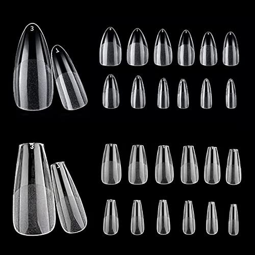 240 Pièces Américaine Faux Ongles Capsules, 10 Tailles Semi Givré Artificiel Faux Ongle, Couverture Complète Pose Nail Art, Medium Almond & Ballerine