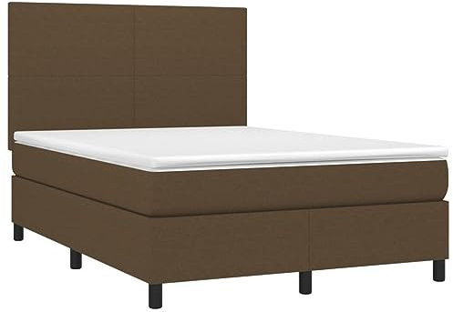 vidaXL Boxspringbett mit Matratze Doppelbett Bett Polsterbett Schlafzimmerbett Hotelbett Bettrahmen Bettgestell Lattenrost Dunkelbraun 140x200cm Stoff