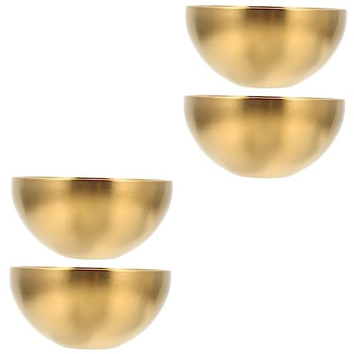 Cabilock 4 Piezas Cuenco Para Aperitivos De Acero Inoxidable Dorado Cuenco De Latón Plato De Condimento De Salsa Arroz Bebé Simple Tazón De Cereal