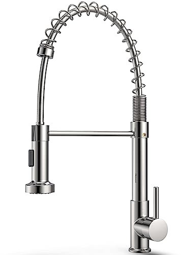 FAOKZE Robinet de cuisine à ressort avec pulvérisateur Pull Down,Pivotant à 360° Mitigeur Cuisine,pulvérisateur escamotable 2 Modes de Pulvérisation,Robinetterie de Cuisine en Alliages de cuivre.