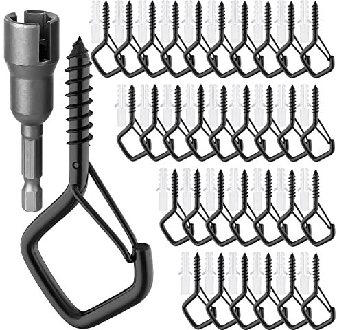 GIPTIME Lot de 18 Crochet à Vis en acier inoxydable, Crochet Plafond avec Loquet de Sécurité, Piton à Visser Crochets muraux pour Suspendre des Plantes, des Lumières