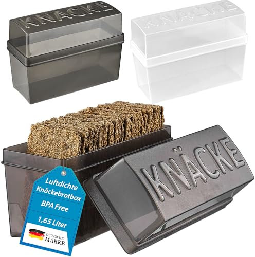 My-goodbuy24 Knäckebrotdose Knäckebrot Box mit Deckel - Brotbox - luftdicht - Aufbewahrungsbox - Transparent/weiß (2 Stück - mix)