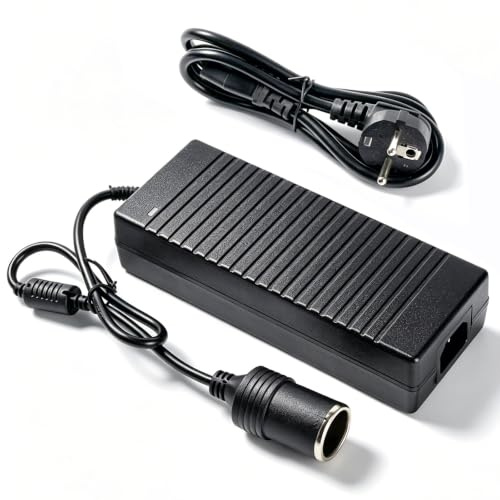 Seyaom Spänningsomvandlare 230V till 12V med cigarettuttag för bil | Nätaggregat 230V till 12V 15A 180W, biladapter för kylboxar, kompressorer och däckpumpar