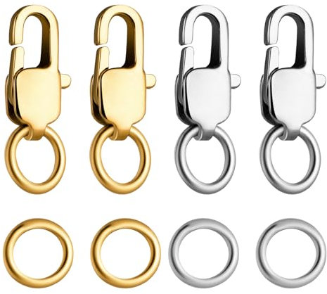 4 Stück Verschluss für Armbänder, Armband Verschluss mit Biegeringen Kettenverschluss Ketten Verschlüsse Schmuck Verschlüsse Karabinerverschluss Schmuckherstellung Zubehör