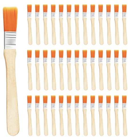 40 Pieces Paint Glue Brushs - Wooden Handle Nylon Paint Gloss Brush - 1/2 Inch Paint Brush Glue Brushes for Crafts, Cleaning Dust,Walls, Touch Up, Cabinets, Fences, Edge Painting Tool (11Mm)