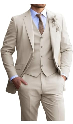 Trajes Para Hombre Slim Fit Trajes elegantes for hombre, diseño de moda delgado, chaqueta de boda for novio, chaleco, pantalones, ropa de novio, trajes de fiesta y graduación Prom Party Blazer Traje S