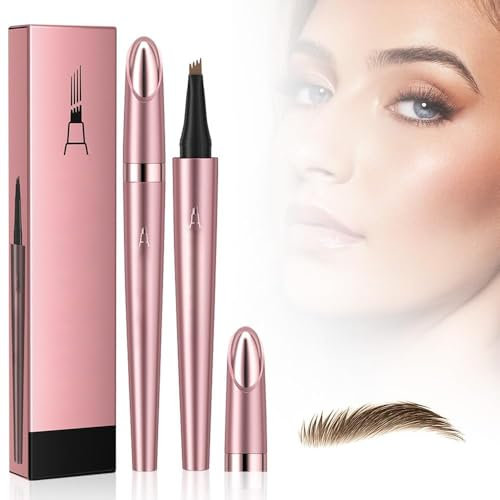 2 Stück Microblading Augenbrauenstifte, Upgraded 3D Augenbrauenstifte Wasserfest, Langlebig, Natürlich, Feiner, ein Magischer Eyebrow Pencil Kann Leicht Natürliche Augenbrauen (Dark Brown*2)