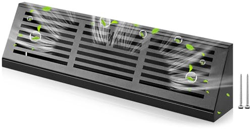 Yaocom 1 Pcs 18 Inch Baseboard Register Duct Opening Size Horizontal Stripes Design Vent Covers for Home Floor Wall Baseboard Air Covers Supply Floor Diffuser Including Screws(Black)