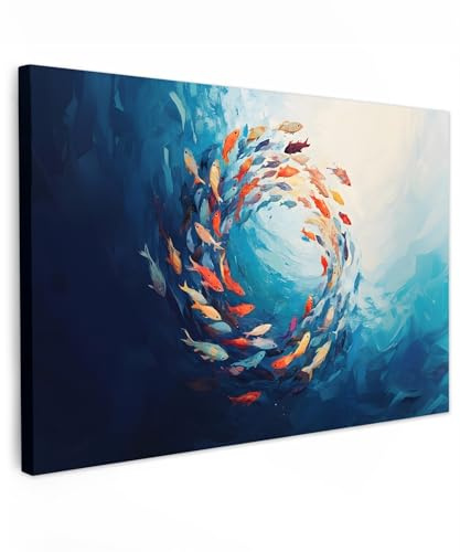 MuchoWow© Quadro Moderno Soggiorno 120x80 cm Decorazioni Da Parete Quadri Su Tela Da Salotto Grandi Foto Con Cornice Stampe Su Tela Camera Da Letto Mare - Pesci - Dinamico - Colorato