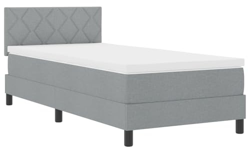 vidaXL Letto a molle con testiera Grigio chiaro 90 x 200 cm Tessuto