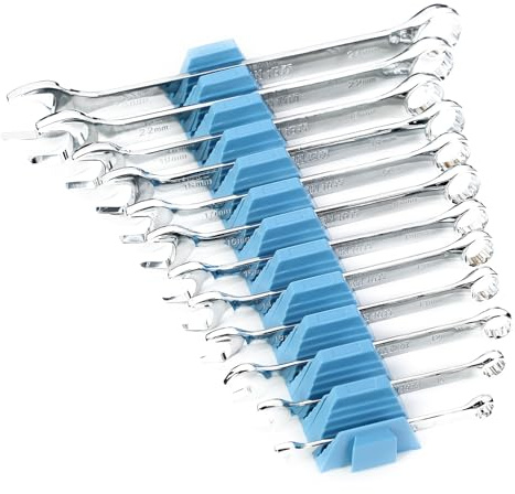 YUSSEQDD Organizador modular magnético de llaves. Organice sus herramientas fácilmente. Porta llaves con etiquetas métricas. Estante de almacenamiento ABS, azul, 54cm