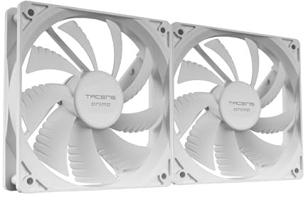 Tacens Anima AF12X2, Kit 2x 120mm Fläktar, Ultratyst Drift, FLUXUS-Lager, Optimerat Luftflöde, Förstärkt Vibrationsdämpande Struktur, Effektiv Termisk Prestanda, Vit