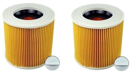 LOKLNEYK Paquete de 2 filtros de Cartucho compatibles con aspiradoras Karcher WD3 Premium, WD2, WD1, MV3 y MV2. Repuesto Duradero for filtración de Polvo Fino.