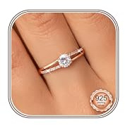 Milacolato Silber Ringe 925 Frauen, Ring Roségold Verlobungsring Damen mit Klassischer Runder Cubic Zirkonia,Verstellbarer Ring Engagement Eheringe Promise Ringe für Frauen