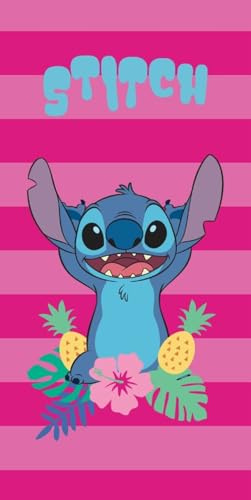 Disney Toalla de Playa Infantil Marvel 70x140 cm – Microfibra de Secado Rápido – Varios Diseños Oficiales Mickey, Minnie, Stitch, Frozen, Avengers y Spider-Man (Stitch Piñas)