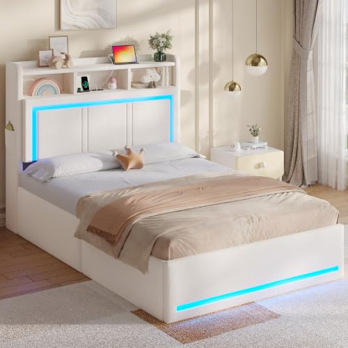 AOGLLATI Cama Canapé 90x200, Cama Individual, Estructura Cama,Somier Beige